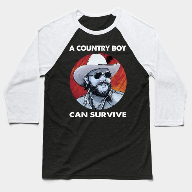 A country boy hank vintage retro Baseball T-Shirt by Tosik Art1